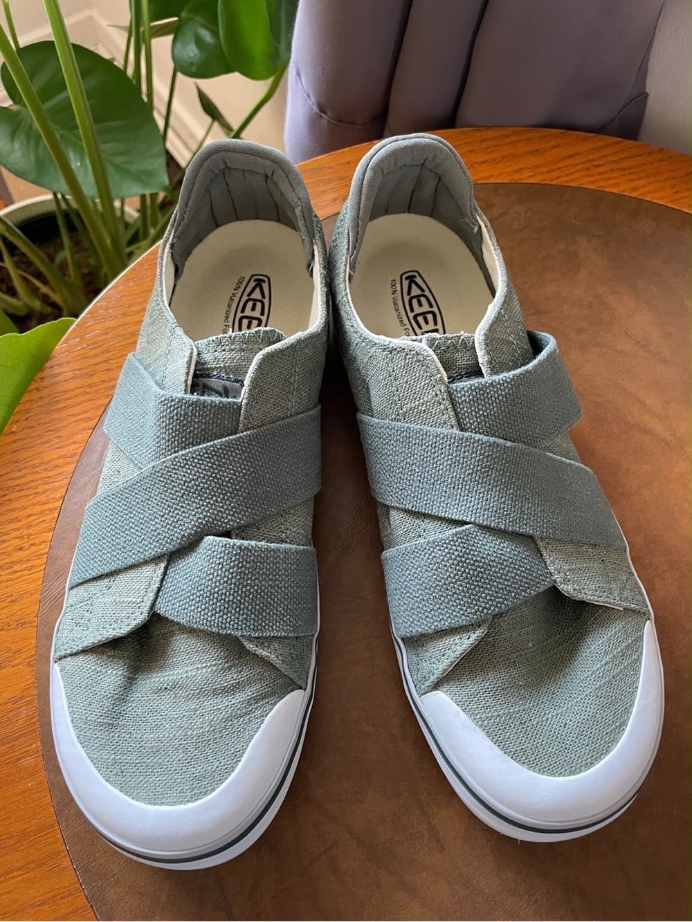 Keen Sage Green Crisscross Slip-On Sneakers